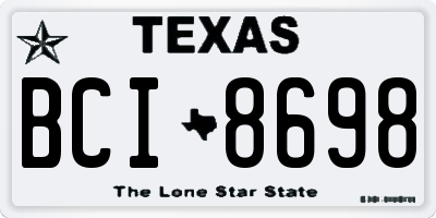 TX license plate BCI8698