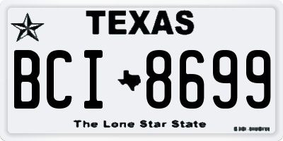 TX license plate BCI8699