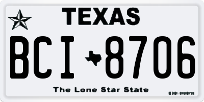 TX license plate BCI8706