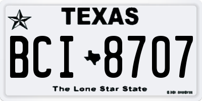 TX license plate BCI8707