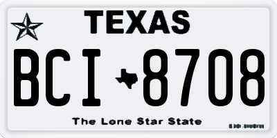 TX license plate BCI8708