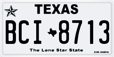 TX license plate BCI8713