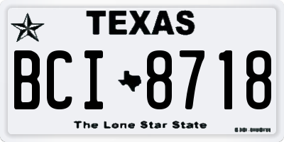 TX license plate BCI8718