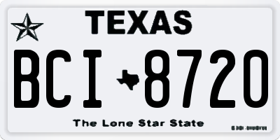 TX license plate BCI8720