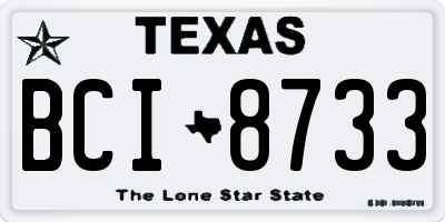 TX license plate BCI8733