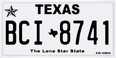 TX license plate BCI8741