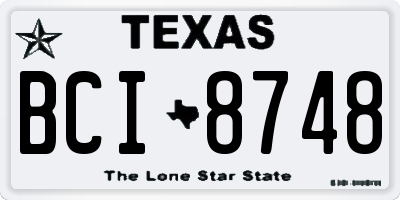 TX license plate BCI8748