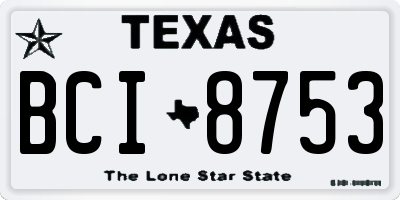 TX license plate BCI8753