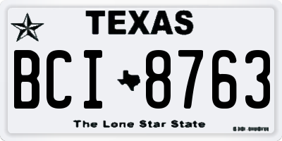 TX license plate BCI8763