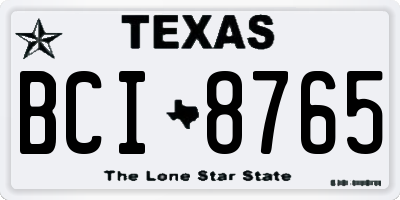 TX license plate BCI8765