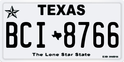 TX license plate BCI8766