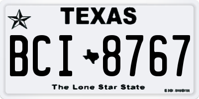 TX license plate BCI8767