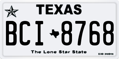 TX license plate BCI8768