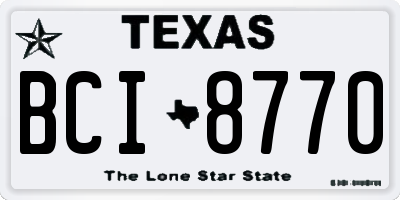 TX license plate BCI8770