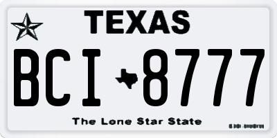 TX license plate BCI8777