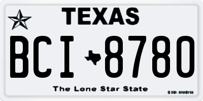 TX license plate BCI8780
