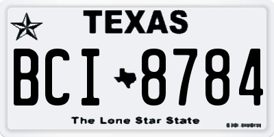 TX license plate BCI8784