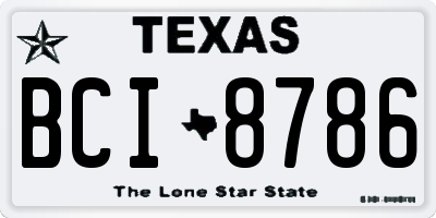 TX license plate BCI8786