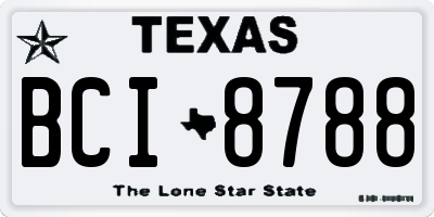 TX license plate BCI8788