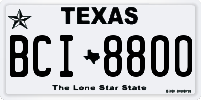 TX license plate BCI8800