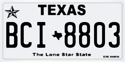 TX license plate BCI8803