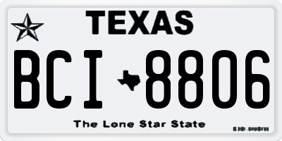 TX license plate BCI8806