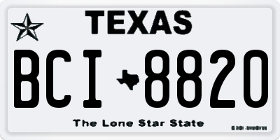 TX license plate BCI8820