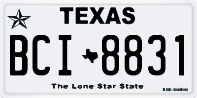 TX license plate BCI8831