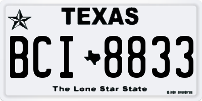 TX license plate BCI8833