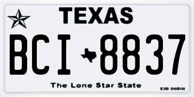 TX license plate BCI8837