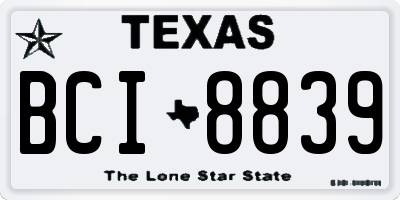 TX license plate BCI8839