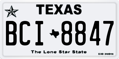 TX license plate BCI8847