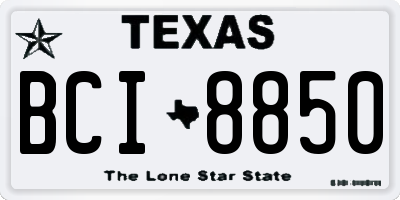 TX license plate BCI8850