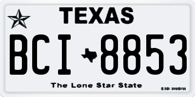 TX license plate BCI8853