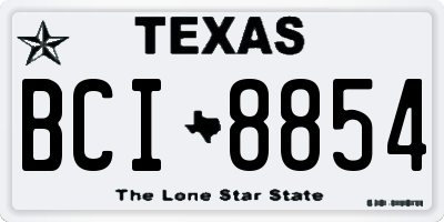 TX license plate BCI8854