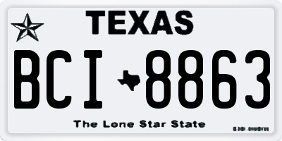 TX license plate BCI8863