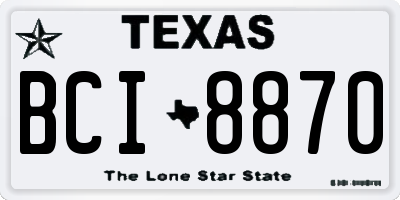 TX license plate BCI8870