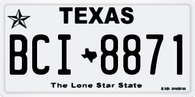 TX license plate BCI8871