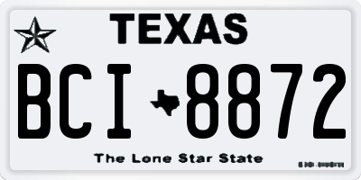TX license plate BCI8872