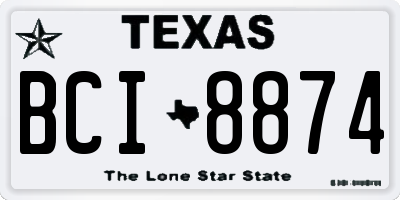 TX license plate BCI8874