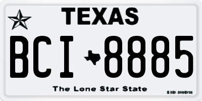 TX license plate BCI8885