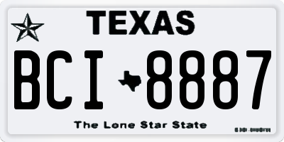 TX license plate BCI8887
