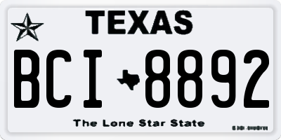 TX license plate BCI8892