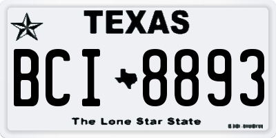 TX license plate BCI8893