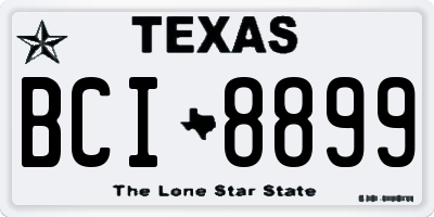 TX license plate BCI8899