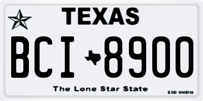 TX license plate BCI8900