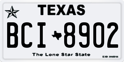 TX license plate BCI8902