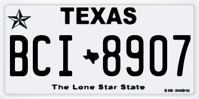 TX license plate BCI8907