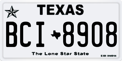 TX license plate BCI8908