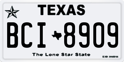 TX license plate BCI8909